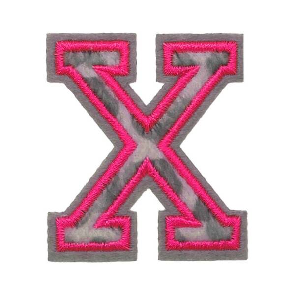 Mea Living Bügelpatch "X" Leo-Muster neonpink