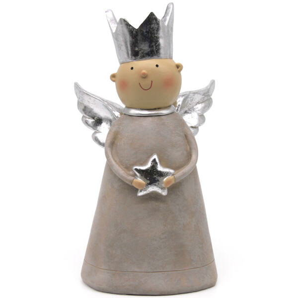 Mea Living Engel Markus beige/silber groß 14 cm x 10,5 cm x 25 cm