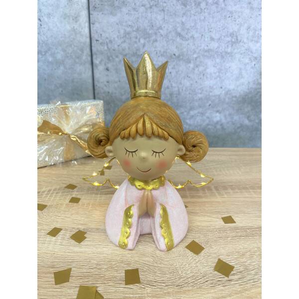 Mea Living Engel Naomie rosa/gold groß mit LED-Flügel 21cm x 11cm x 24cm Sonderangebot der Fabrik