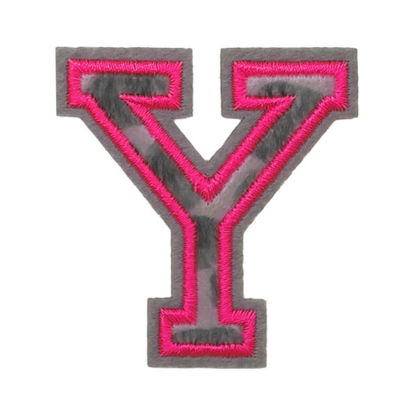 Mea Living Bügelpatch "Y" Leo-Muster neonpink