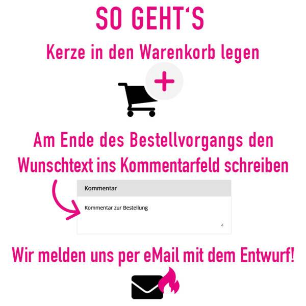 Mea Living Flämmchen mit eigenem Text. inkl. Hülse Fabrikpreis