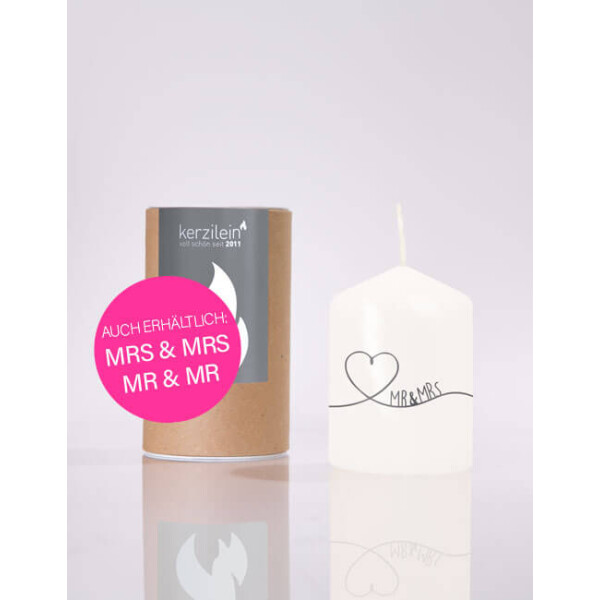 Mea Living Flämmchen, weiß/anthrazit "HERZ GESCHWUNGEN MR&MRS"
