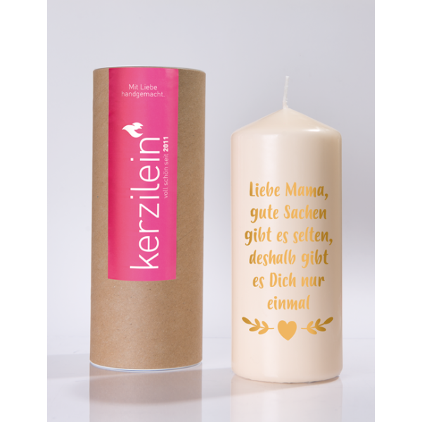 Mea Living Flamme, gold "Liebe Mama, gute Sachen gibt es selten, deshalb gibt es Dich nur einmal"