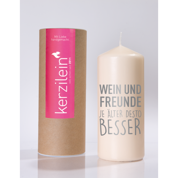 Mea Living Flamme, grau "Wein und Freunde, je älter desto besser"