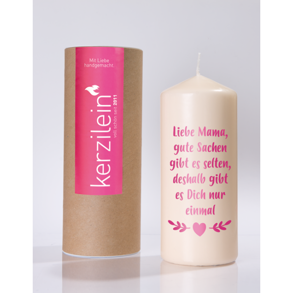 Mea Living Flamme, pink "Liebe Mama, gute Sachen gibt es selten, deshalb gibt es Dich nur einmal"