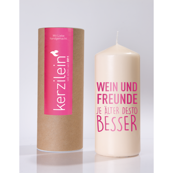 Mea Living Flamme, pink "Wein und Freunde, je älter desto besser"