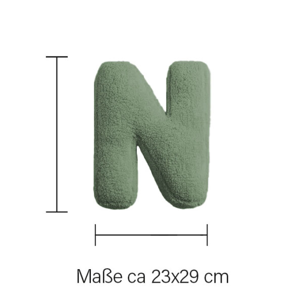 Mea Living Buchstabenkissen "N" grün Fabrik Onlineshop
