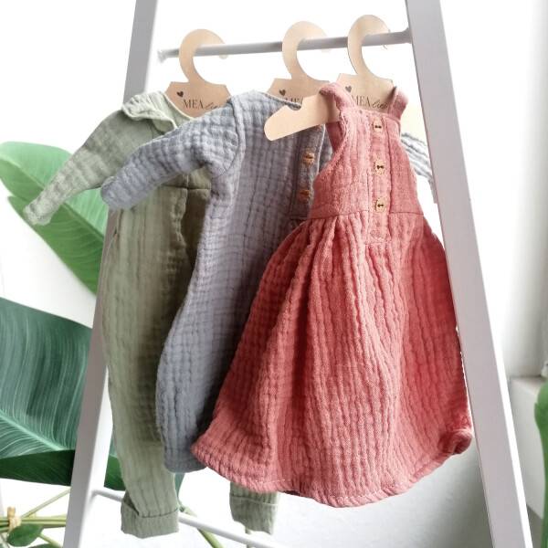 Mea Living Sommerkleid für Stoffpuppen, Musselin rosa Auslauf