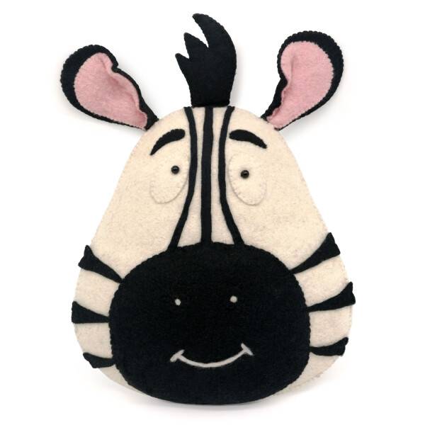 Mea Living Wanddekoration Tierkopf Zebra, Wollfilz - 28x7,5x40,5cm