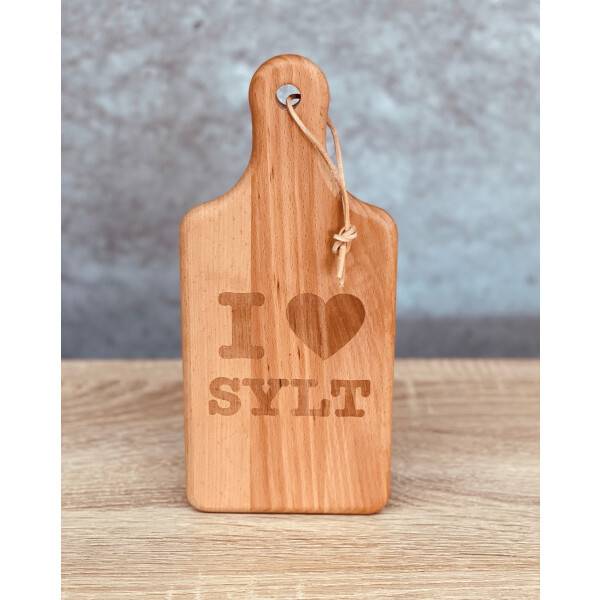 Mea Living Brettchen Paddel aus Holz mit Lederhänger "I love Sylt" Begrenztes Angebot