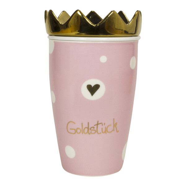 Mea Living Henkelbecher mit Teesieb und Kronendeckel "Goldstück" Weihnachtsangebot