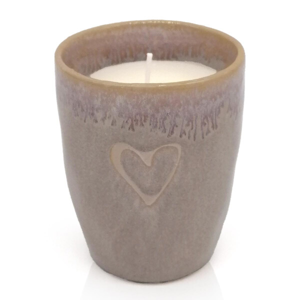 Mea Living Stoneware Kerze im Becher "Herz" sand Bestseller