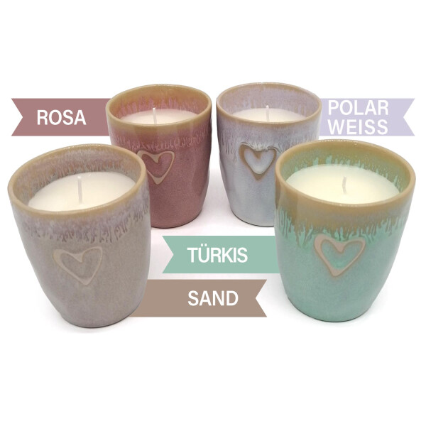 Mea Living Stoneware Kerze im Becher "Herz" sand Bestseller