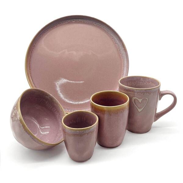 Mea Living Stoneware Kerze im Becher rosa Sonderangebote