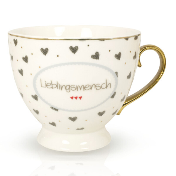 Mea Living Tasse mit Golddruck und Goldhenkel im Geschenkekarton Motiv "Lieblingsmensch"