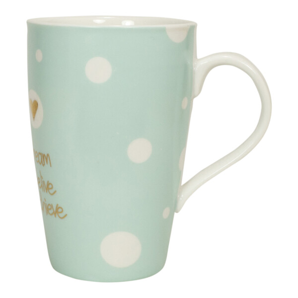 Mea Living Tasse mit Henkel und Golddruck "dream believe achieve" im Angebot