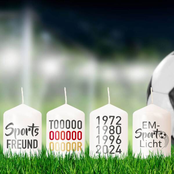 Mea Living Flämmchen, weiß/anthrazit "EM-SPORT LICHT" Fussball EM-Kerze Fabrikverkauf