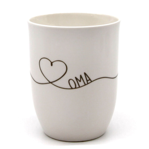 Mea Living Tasse mit Henkel "Herz geschwungen Oma" anthrazit