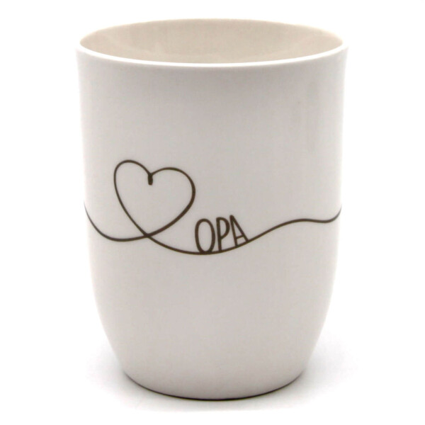 Mea Living Tasse mit Henkel "Herz geschwungen Opa" anthrazit
