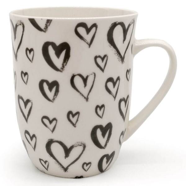 Mea Living Tasse mit Henkel "Herzen" anthrazit Großer Ausverkauf
