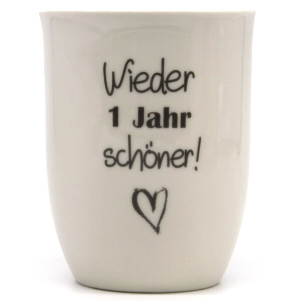 Mea Living Tasse mit Henkel "Wieder 1 Jahr schöner" anthrazit