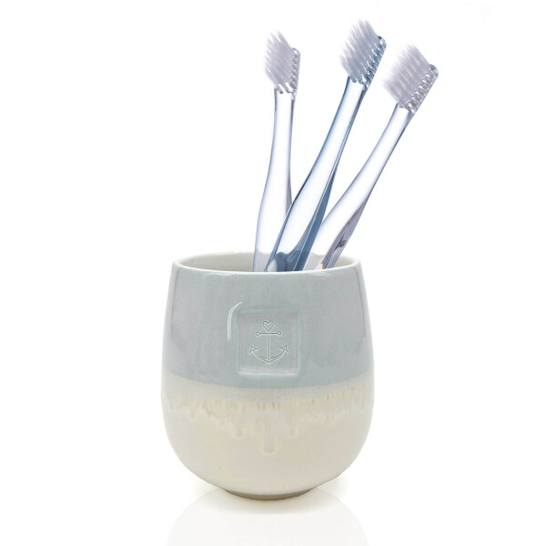 Mea Living Tasse ohne Henkel lasiert , blau, Motiv Anker Riesige Ersparnisse