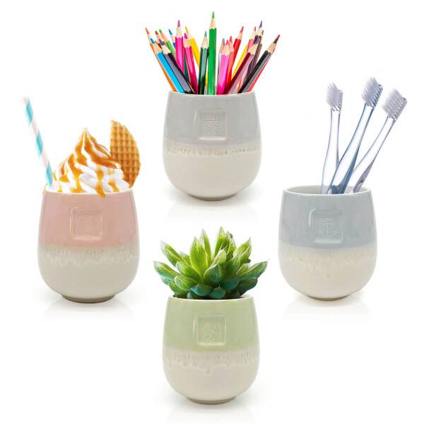 Mea Living Tasse ohne Henkel lasiert , blau, Motiv Anker Riesige Ersparnisse