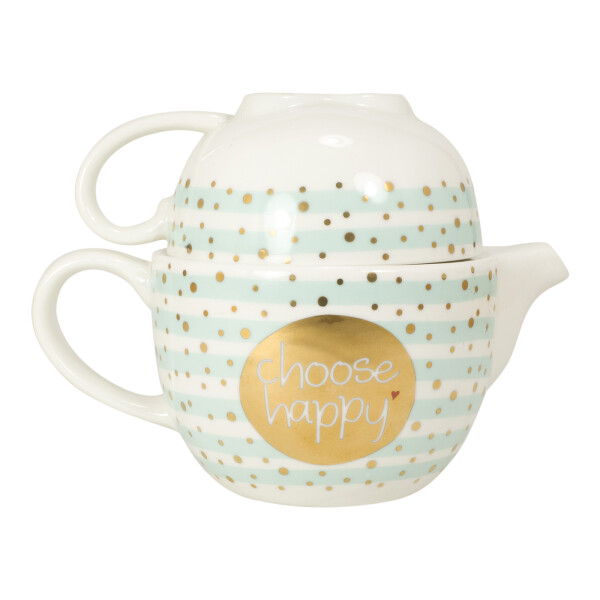 Mea Living Teekanne,Tasse mit Golddruck "choose happy"