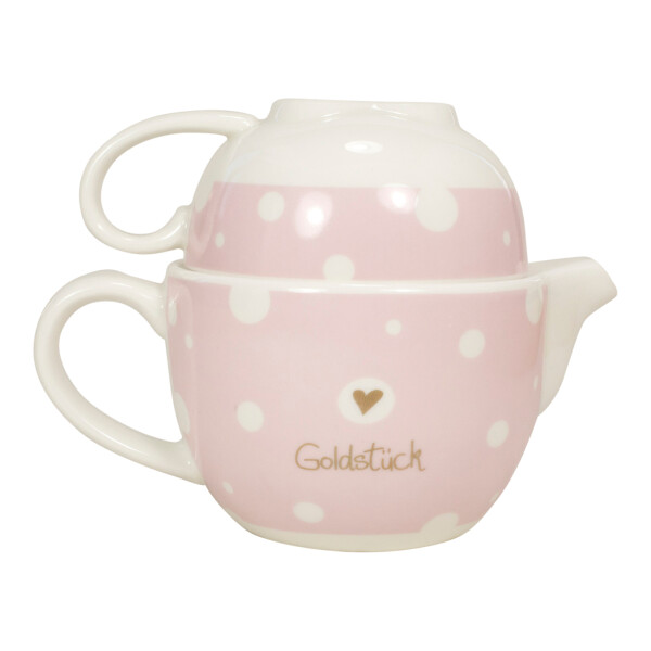 Mea Living Teekanne,Tasse mit Golddruck "Goldstück"