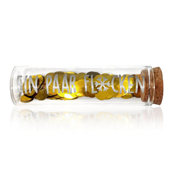 Mea Living Geldgeschenk Röhrchen "EIN PAAR FLOCKEN" Silber mit goldenem Konfetti Sonderangebot der Fabrik
