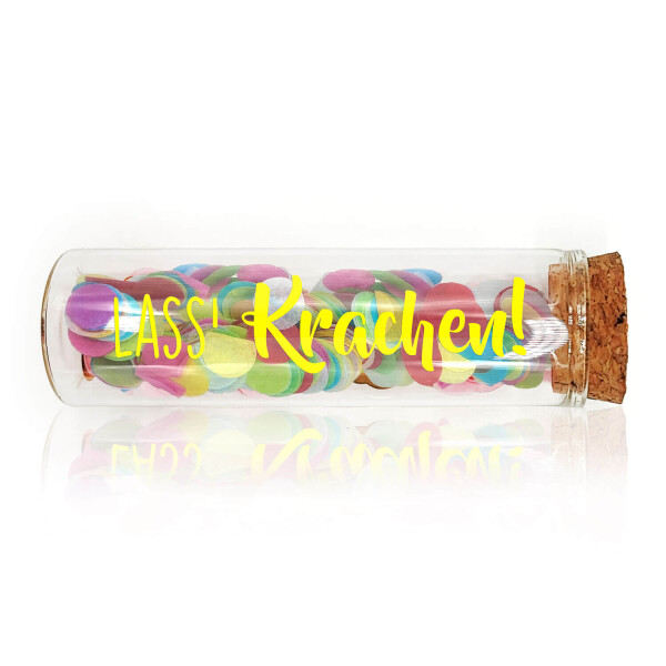 Mea Living Geldgeschenk Röhrchen "LASS' KRACHEN", Neon Gelb mit buntem Konfetti Riesige Rabatte