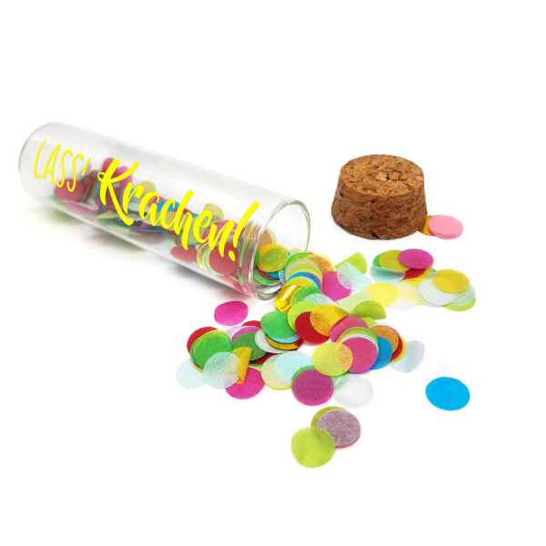 Mea Living Geldgeschenk Röhrchen "LASS' KRACHEN", Neon Gelb mit buntem Konfetti Riesige Rabatte