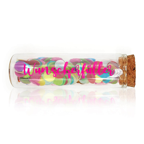 Mea Living Geldgeschenk Röhrchen "WUNSCHERFÜLLER", Neon Pink mit buntem Konfetti 50% Rabatt mit kostenlosem Versand