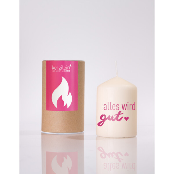 Mea Living Flämmchen, pink "ALLES WIRD GUT"
