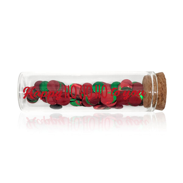 Mea Living Geldgeschenk Röhrchen "HAPPY HOHOHO TO YOU" Dunkelrot mit rot/grünem Konfetti Saisonschlussverkauf