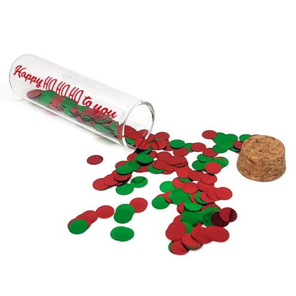 Mea Living Geldgeschenk Röhrchen "HAPPY HOHOHO TO YOU" Dunkelrot mit rot/grünem Konfetti Saisonschlussverkauf