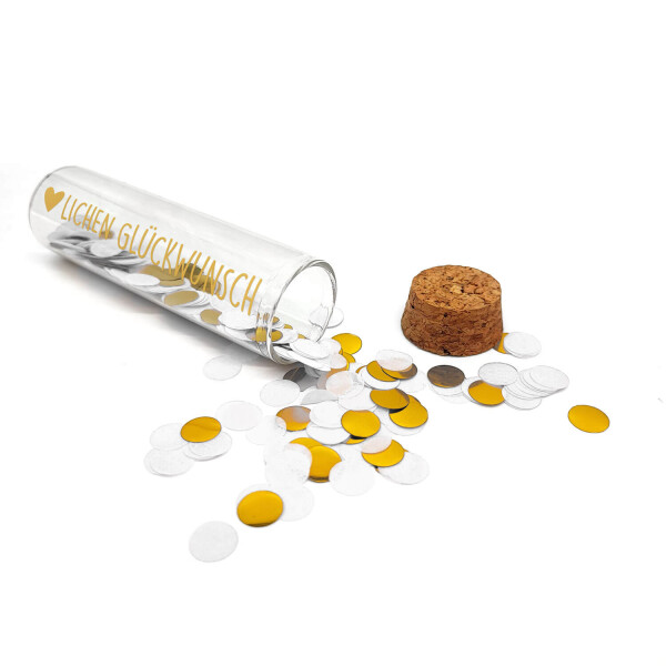 Mea Living Geldgeschenk Röhrchen "HERZLICHEN GLÜCKWUNSCH", Gold mit weißem Konfetti Black Friday