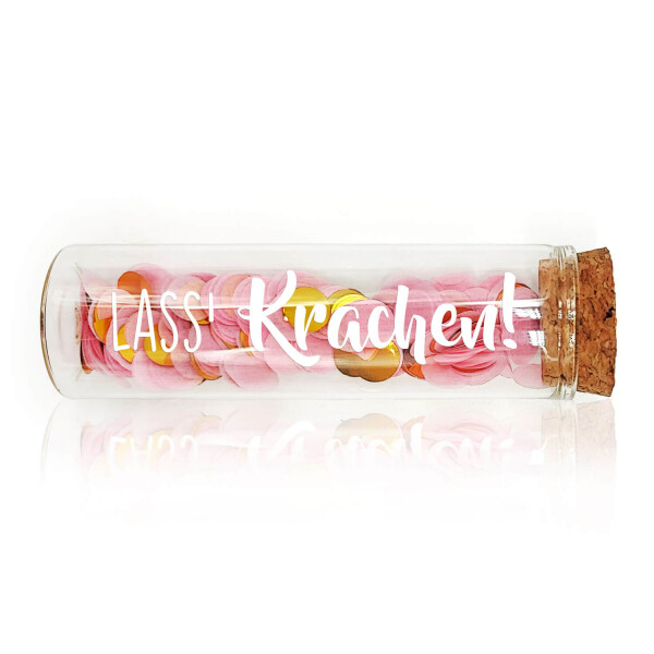Mea Living Geldgeschenk Röhrchen "LASS' KRACHEN", Weiß mit rosa Konfetti Vatertagsangebot