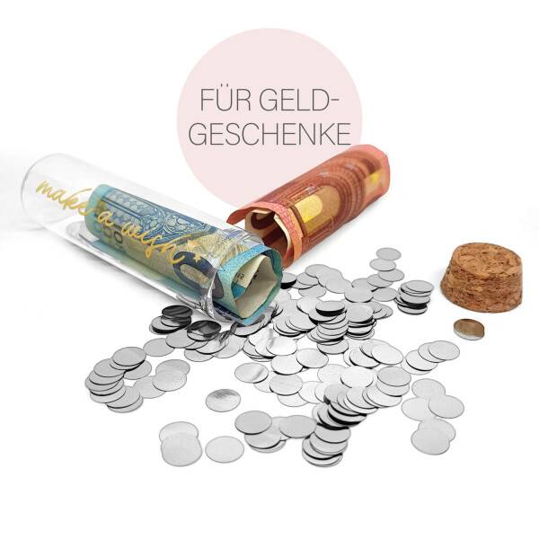 Mea Living Geldgeschenk Röhrchen "MAKE A WISH" Gold mit silbernem Konfetti Valentinstagsangebot