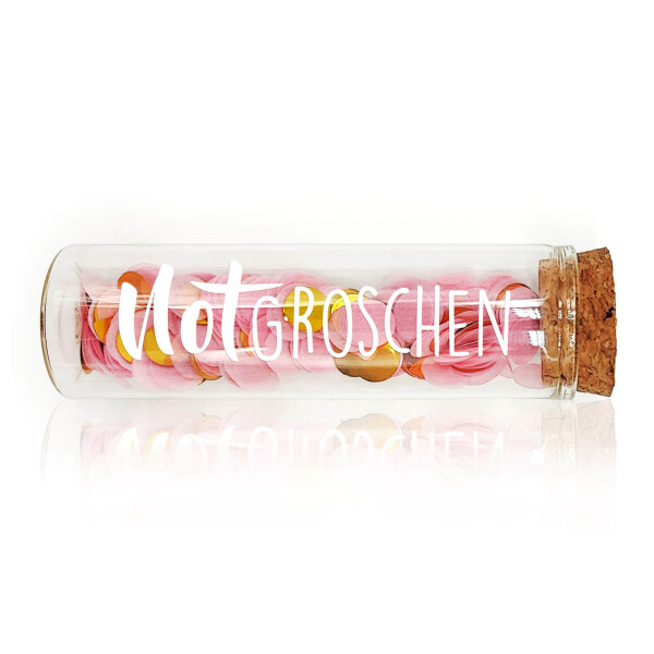 Mea Living Geldgeschenk Röhrchen "NOTGROSCHEN", Weiß mit rosa Konfetti Lagerräumung