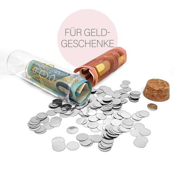 Mea Living Geldgeschenk Röhrchen "SCHUTZENGEL" Gold mit silbernem Konfetti Heißer Verkauf