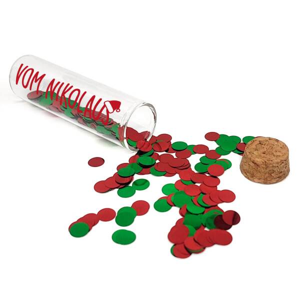 Mea Living Geldgeschenk Röhrchen "VOM NIKOLAUS" Dunkelrot mit rot/grünem Konfetti Top Angebot