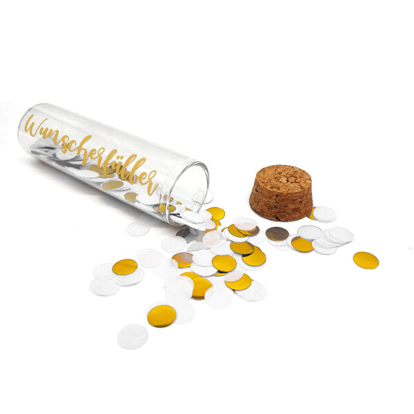 Mea Living Geldgeschenk Röhrchen "WUNSCHERFÜLLER", Gold mit weißem Konfetti Neueste Mode