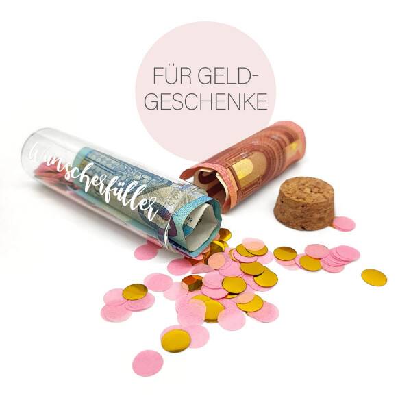Mea Living Geldgeschenk Röhrchen "WUNSCHERFÜLLER", Weiß mit rosa Konfetti Online Outlet