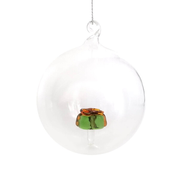 Mea Living Glas-Christbaumkugel mit Geschenk Grün 8cm