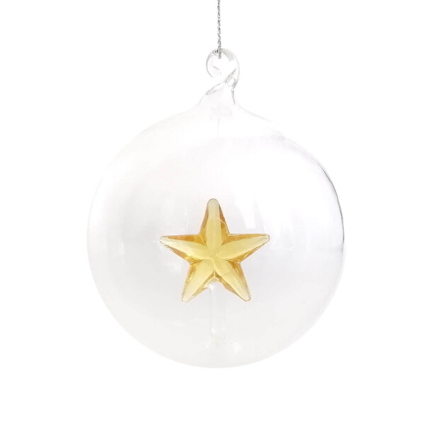 Mea Living Glas-Christbaumkugel mit Stern Gelb 8cm