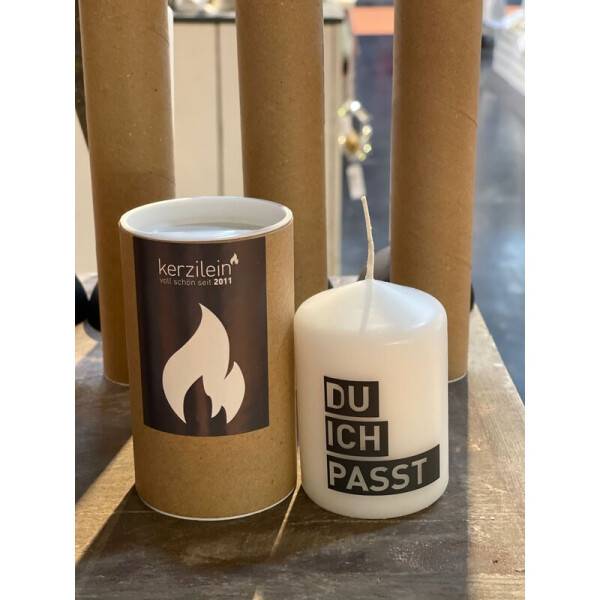 Mea Living Flämmchen, weiß/anthrazit "DU ICH PASST!" Black Friday Preise
