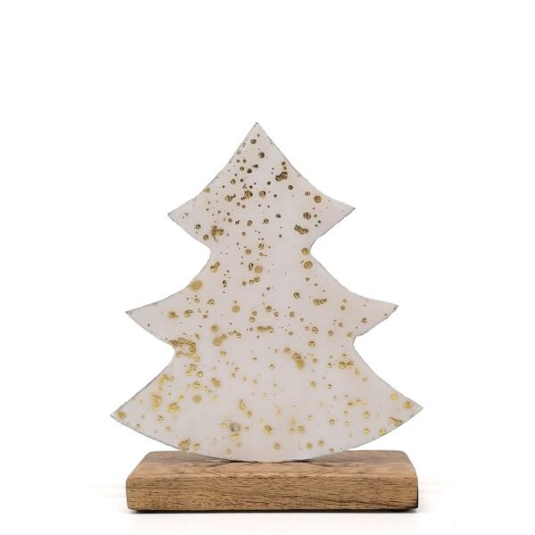 Mea Living Holzbaum weiß/gold M - 20cm Cyber Monday