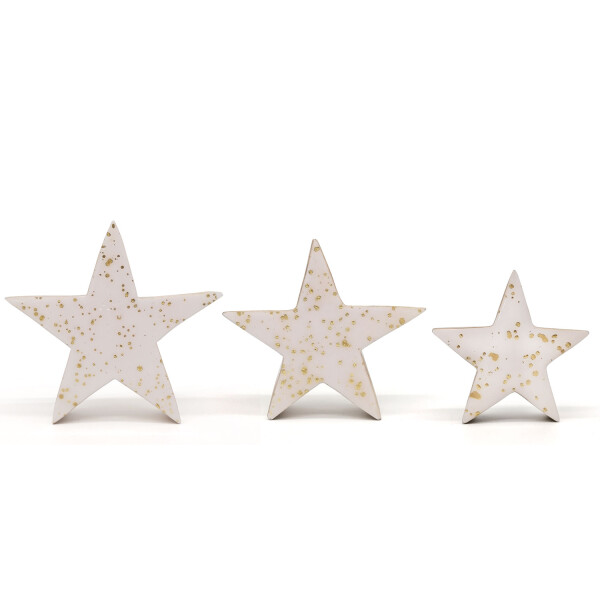 Mea Living Holzstern weiß/gold L - 20cm