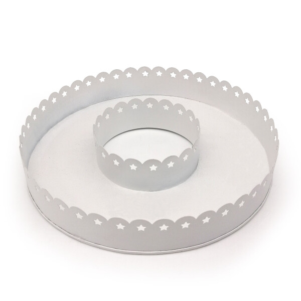 Mea Living Kerzenhalter Tablett rund, Metall weiß - 32cm